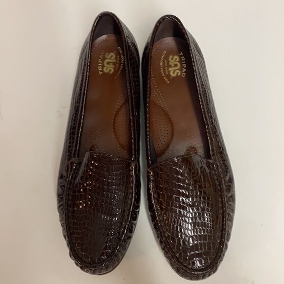 SAS Simplify Brown Croc Embossed Shoes Size 11.5W B12B - Picture 5 of 11